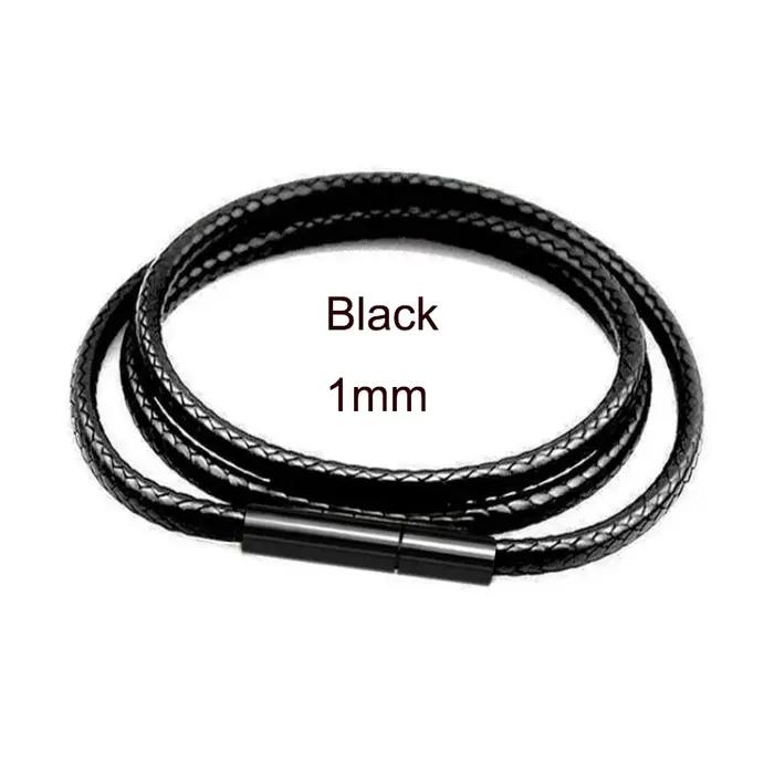 Collier chaîne en cuir noir pour bricolage femmes hommes, corde tressée à la main, Long collier 40/5