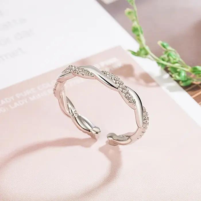 Bague torsadée en argent regardé 925 pour femme