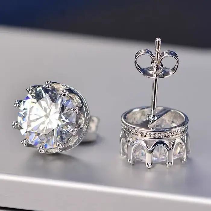 Boucles d'oreilles en argent sterling 925 véritable avec zircon cubique