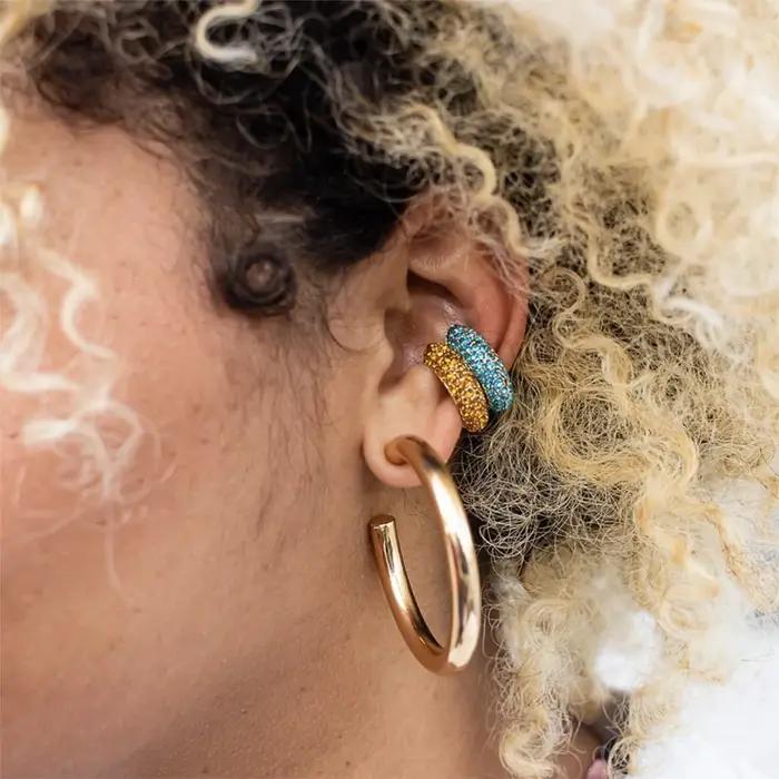 Boho Cristal Oreille Manchette Brincos C Forme Coloré Pas Percé Déclaration Boucle D'oreille pour les Femmes Charme Clip De Mariage Bijoux ZA 2019