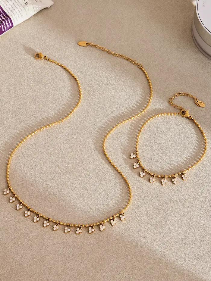 Nivora populaire brillant cubique zircone chaîne colliers Bracelets pour femme en acier inoxydable 18K PVD plaqué or fête charme bijoux