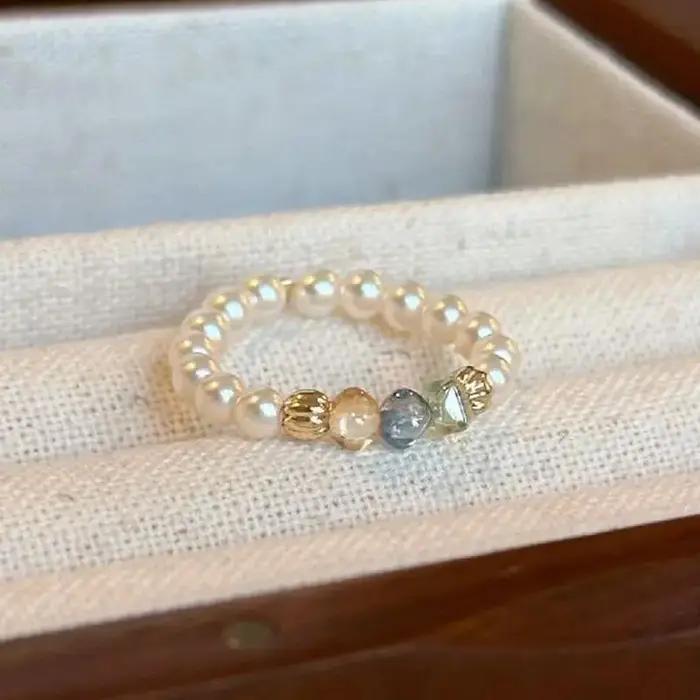 Bagues en perles de couleur de haute qualité pour femmes
