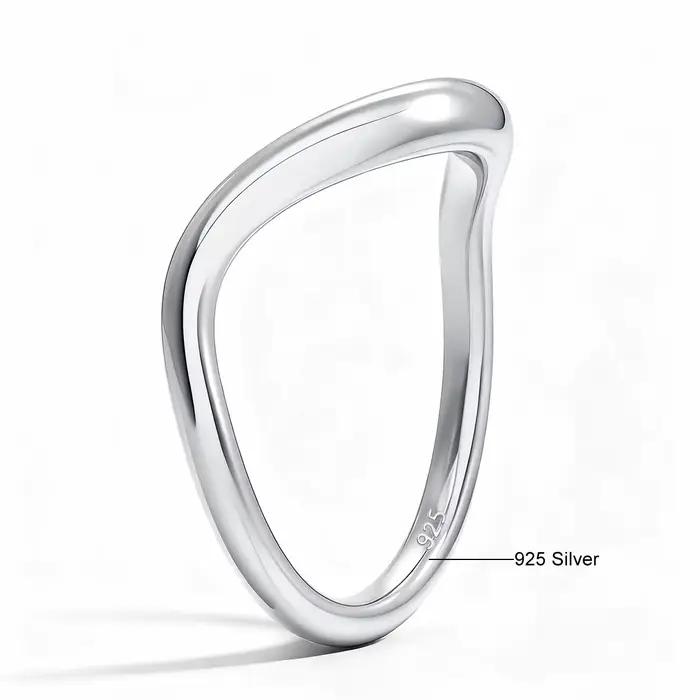 Bague simple ondulée pour femme, durable, en or rempli 14K Au585, tendance, polyvalente, empilable,