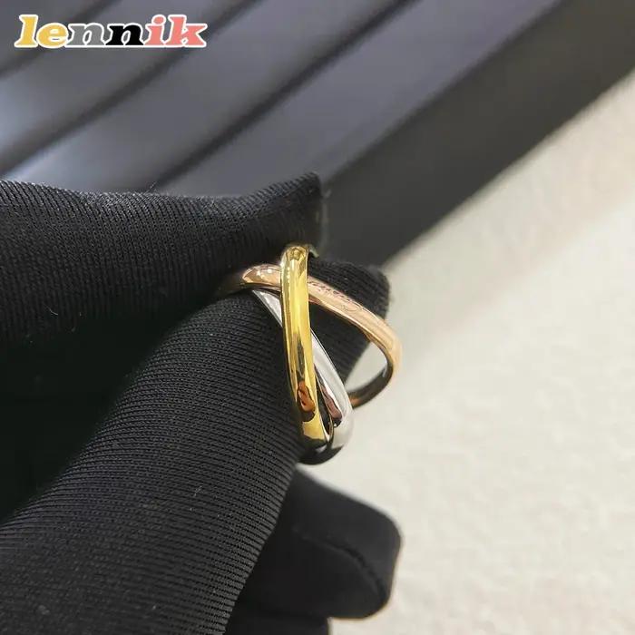 Lennik élégant 2025 nouvelle bague carrée pour femme à 3 couleurs et 3 anneaux