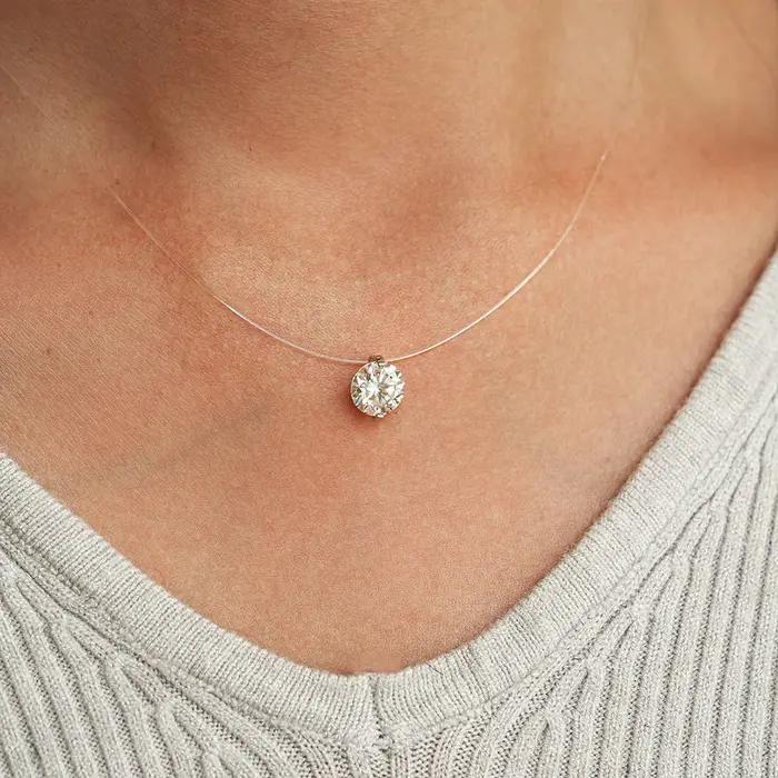 D VVS1 0.5-5 Carat Moissanite pendentif collier pour femmes 925 en argent Sterling Transparent ligne de pêche chaîne bijoux de fête GRA
