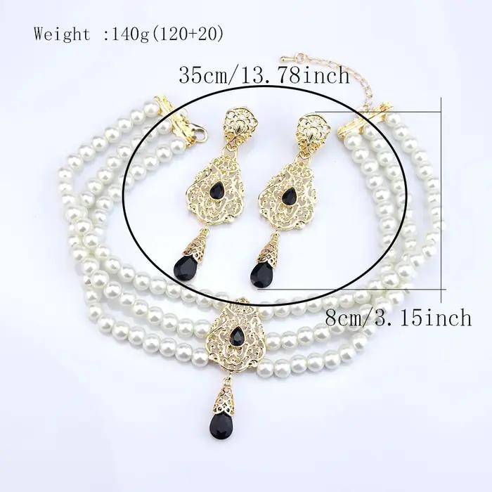 Ensemble de Bijoux Sunspicems Boucles d'Oreilles Pendantes et Collier Ras du Cou en Perles pour Femmes Occasions Spéciales