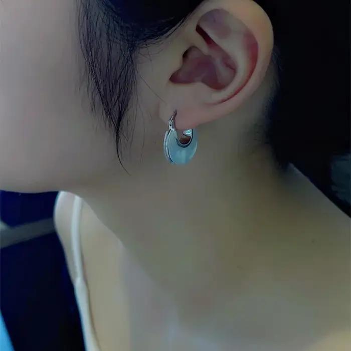 Boucles d'oreilles en nacre blanche Double face naturelle pour femmes, 2025