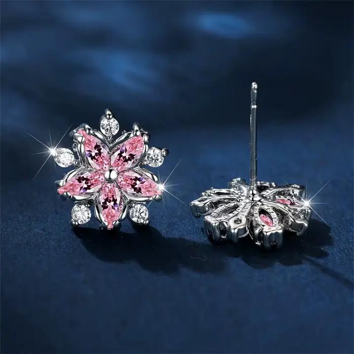 Boucles d'Oreilles en Pierre Rose et Argent Sterling Bijoux de Luxe pour Occasions Spéciales Femme