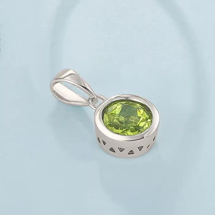 LAYA-Collier pendentif en argent regardé 925 pour femme, péridot naturel, lunette sertie, bijoux fan