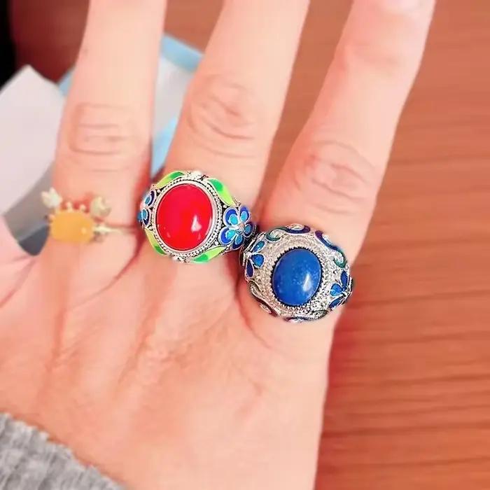 Bagues classiques en Lapis lazuli bleu pour femmes