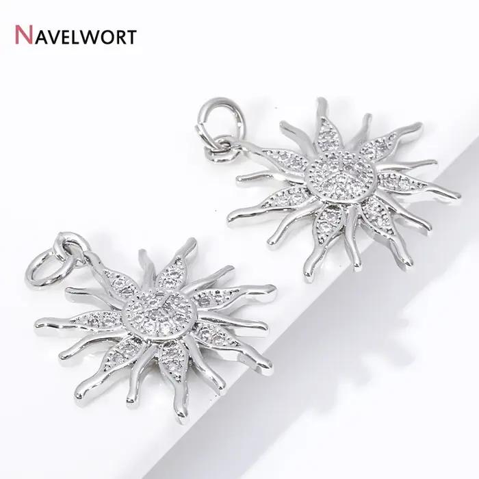 Pendentif en laiton plaqué or 18 carats avec breloques soleil en Zircon pour la création de bijoux DIY pour femmes occasions spéciales