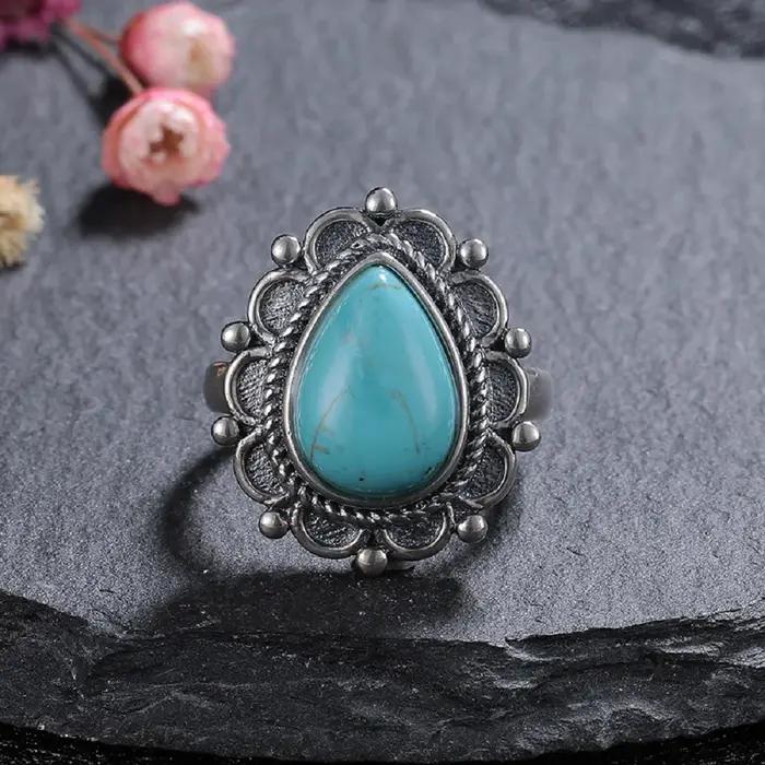 Bague en argent bijoux 9*13mm Turquoise Thai