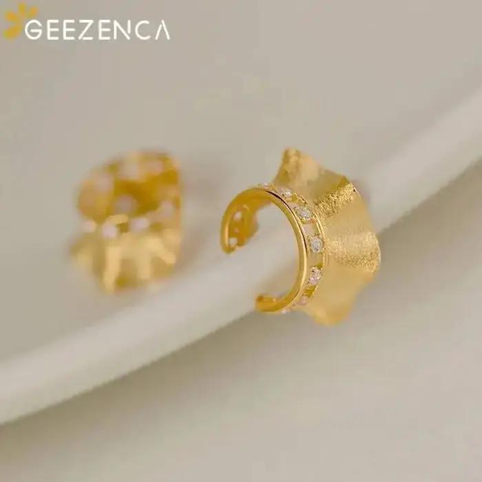 Boucle d'oreille clip à volants en argent S925 pour femme