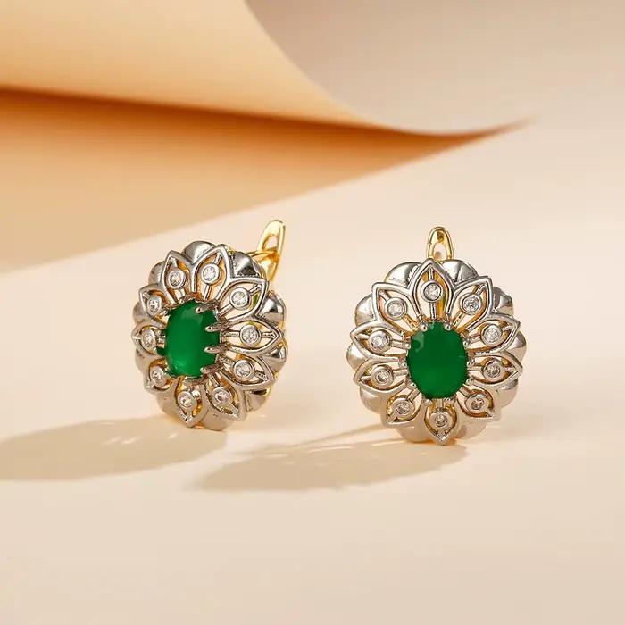 Boucles d'oreilles fantaisie creuses incrustées design bicolore bagues bijoux mode plaqué cuivre or 14 carats fête quotidienne festive ensemble de luxe cadeau