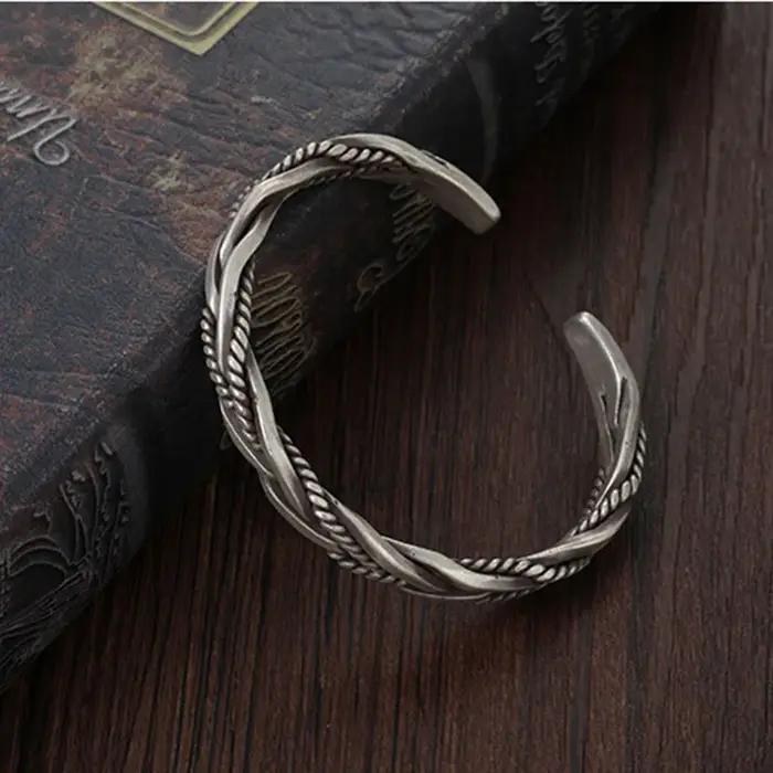 Créateur de mode 925 en argent Sterling tressé tissé Bracelet homme femmes neutre rétro thaïlandais Original fait à la