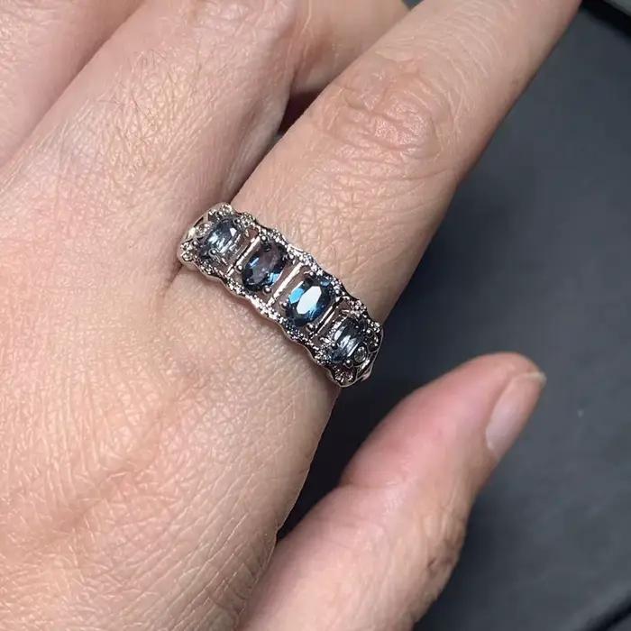Bague en topaze bleue naturelle 45, ajustable, bijoux pour femmes, cadeau, vente en gros, haute qualité, vintage, raffinée