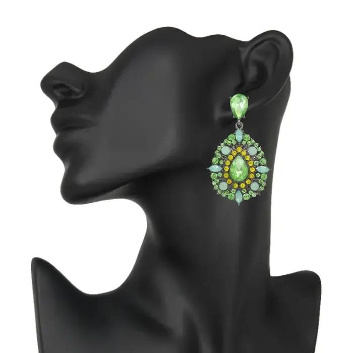 Boucles d'oreilles tendance en alliage avec cristaux et strass