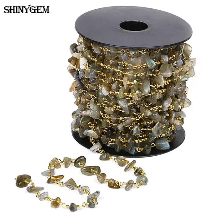 Chaînes de Perles en Tourmaline Naturelle ShinyGem Plaquées Or pour Création Bijouterie Occasions Spéciales