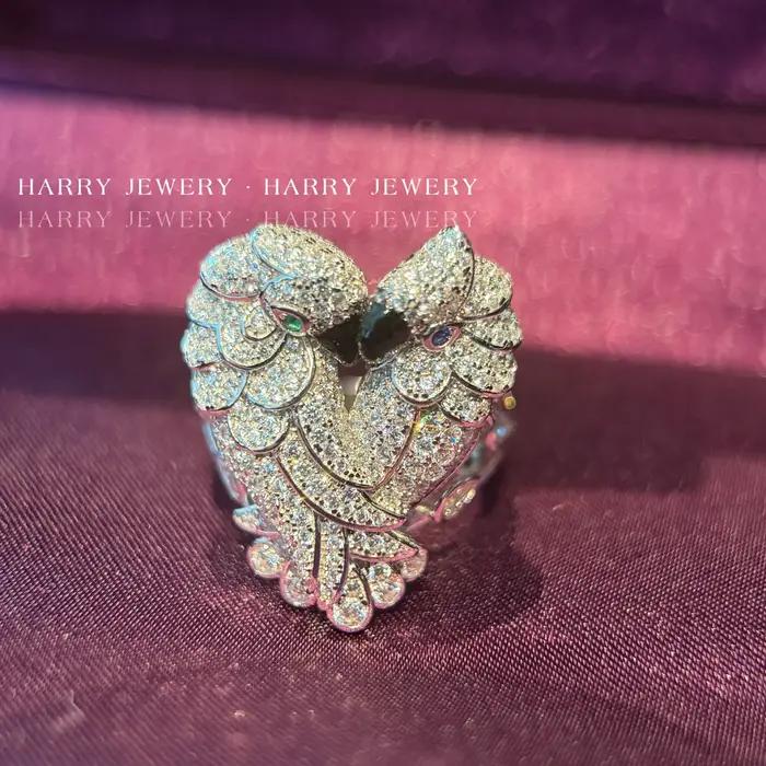 Bague en argent sterling 925 « Haute Joaillerie » motif perroquet