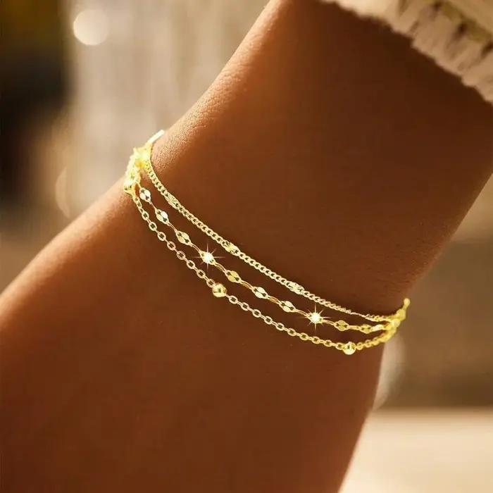 Bracelets chaîne en argent Sterling 925 scintillant pour femmes