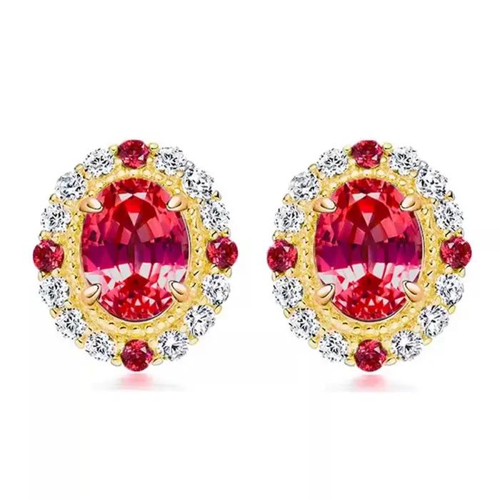 PuBang Fine Jewelry Boucles d'oreilles en argent sterling 925 scintillant avec saphir rose Padparads