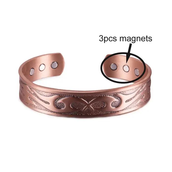 Bracelets magnétiques en cuivre pour hommes, arthrite, énergie de santé, manchette réglable Vintage,