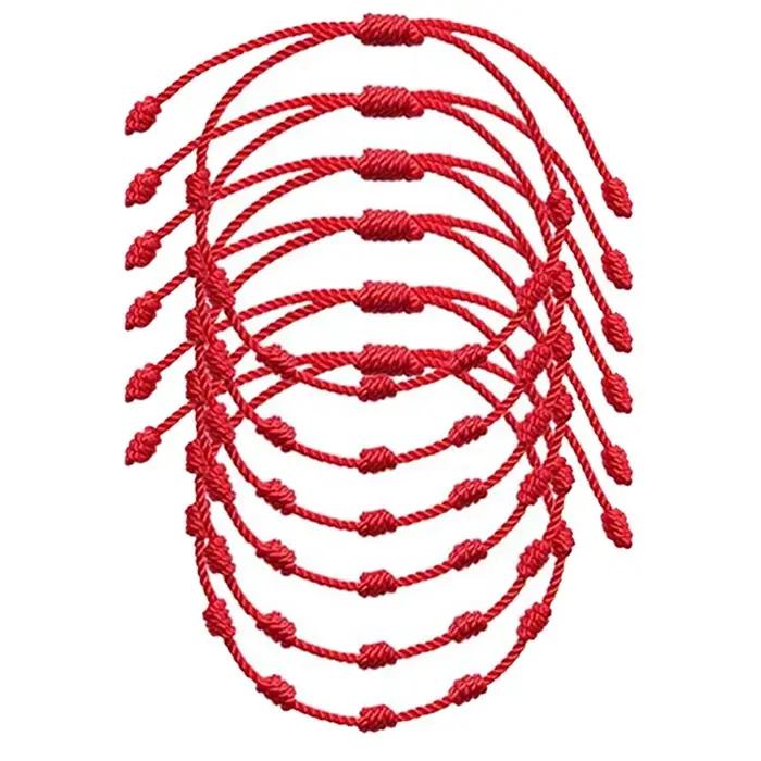 Bracelet Rouge Tressé Main Protection Amoureux Occasions Spéciales Pour Femme Homme Couple