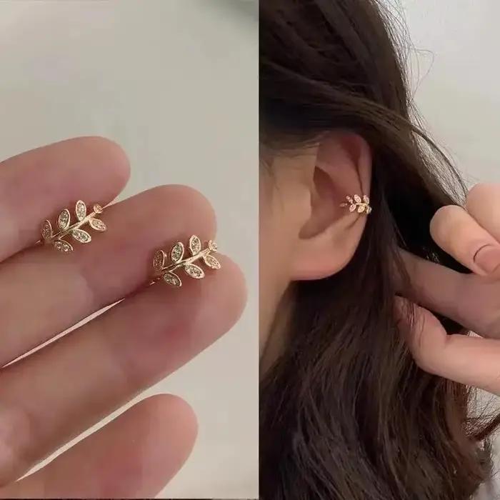 Boucle d'oreille clip sans piercing pour femme, fleur en cristal, papillon, cuir chevelu, faux carti