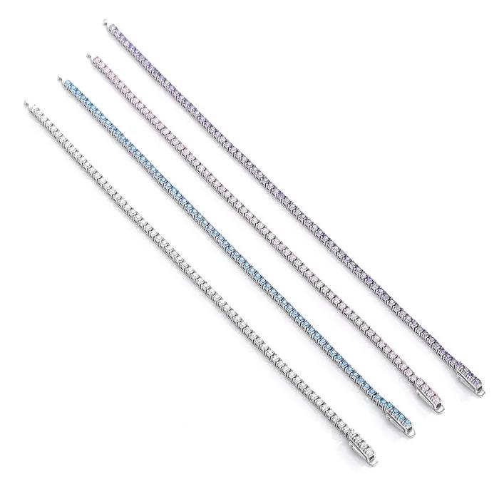 FEOBUR – Bracelet de Tennis en diamant bleu à haute teneur en carbone pour femmes