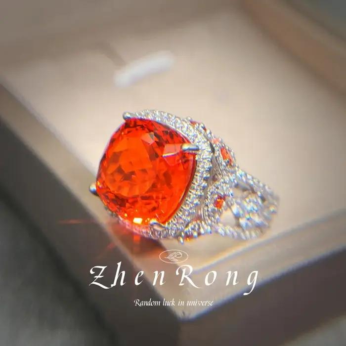 Bague pour femme plaquée argent-ors avec pierres précieuses rubis émeraude couleur fantaisie