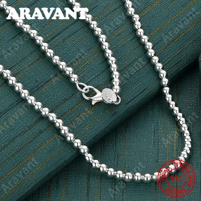 Collier de perles en argent sterling 925 de 4 mm pour femme - Style vintage, accessoire personnalisé, cadeau, bijoux
