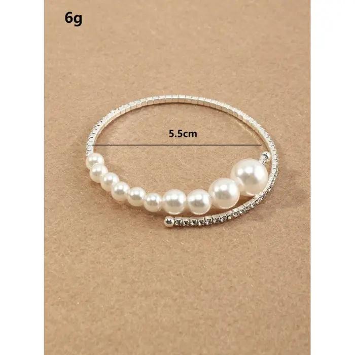 1pc Bracelet ajustable ouvert avec fausses perles incrustées de diamants