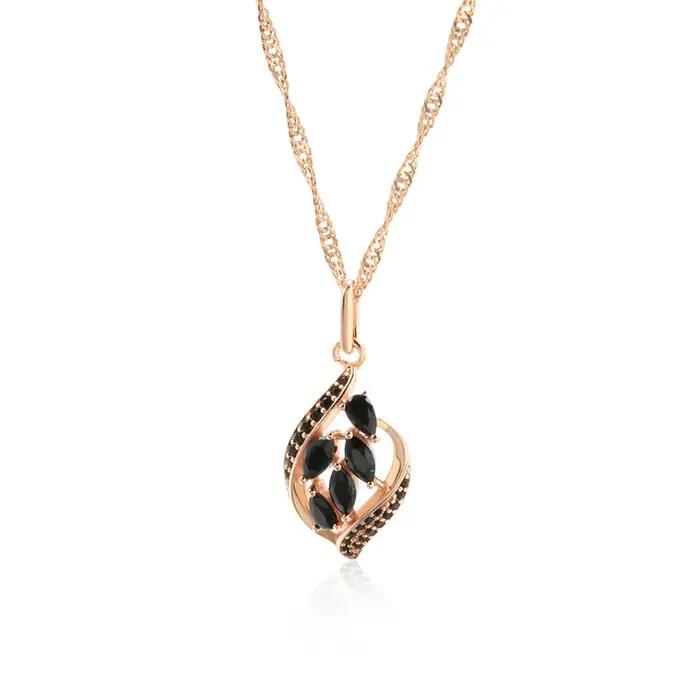 SYOUJYO – collier avec pendentif pavé en Zircon naturel noir pour femmes