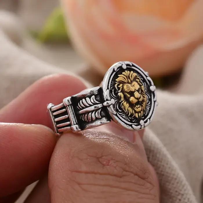 Bague simple tête de Lion Vintage en argent thaïlandais pour homme