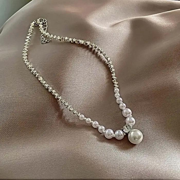 Collier de gouttelettes de perles pour femmes, Design minimaliste, chaîne de clavicule, bijoux cadea