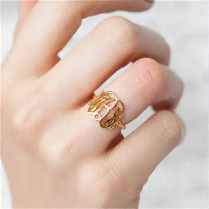 Personnalisation personnalisée avec bague cadeau de bijoux initiales pour femmes