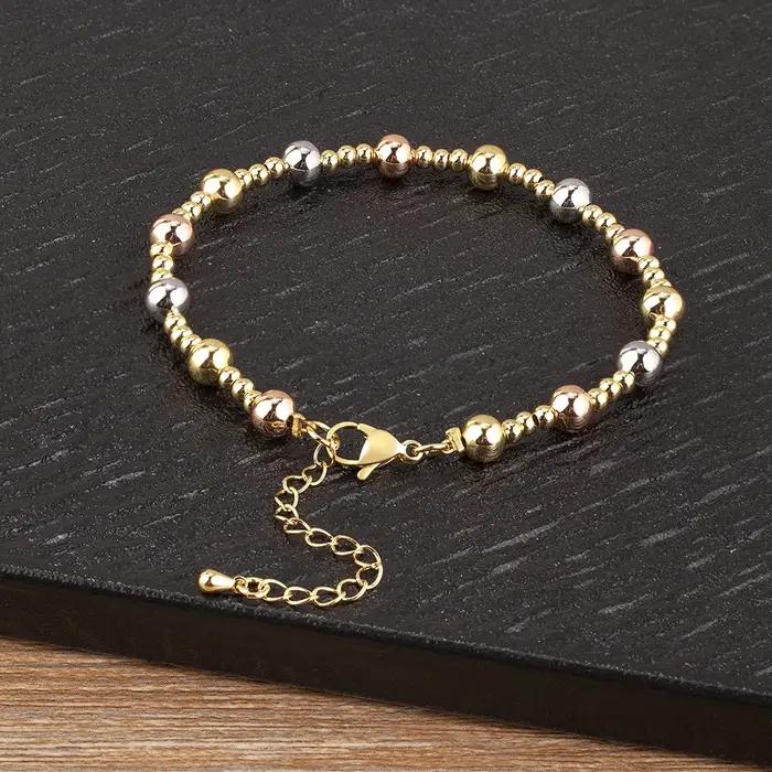Nidin-Bracelets à main en cuivre avec perles rondes pour femme