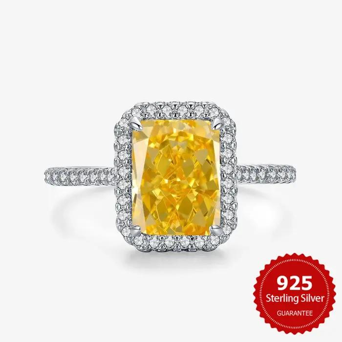Bague rectangulaire en argent Sterling 925 pour femmes