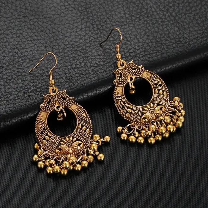 Boucles d'Oreilles Rétro en Or Ethnique