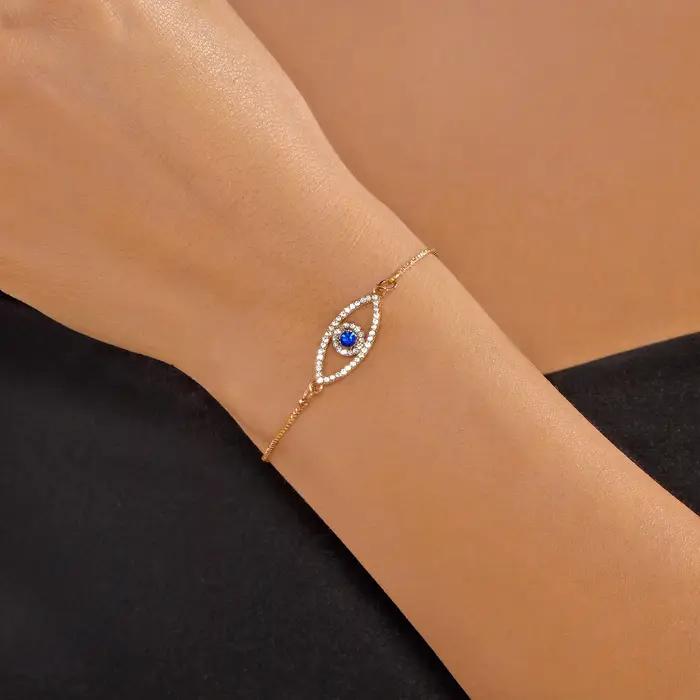 Bracelet de luxe léger en Zircon bleu pour femmes, minimaliste, mauvais œil, tendance, Vintage, chaî