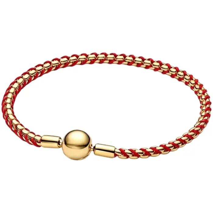 Bracelet en Argent 925 Forme Os de Serpent avec Pendentifs Tricotés DIY Perles Uniques Occasions Spéciales