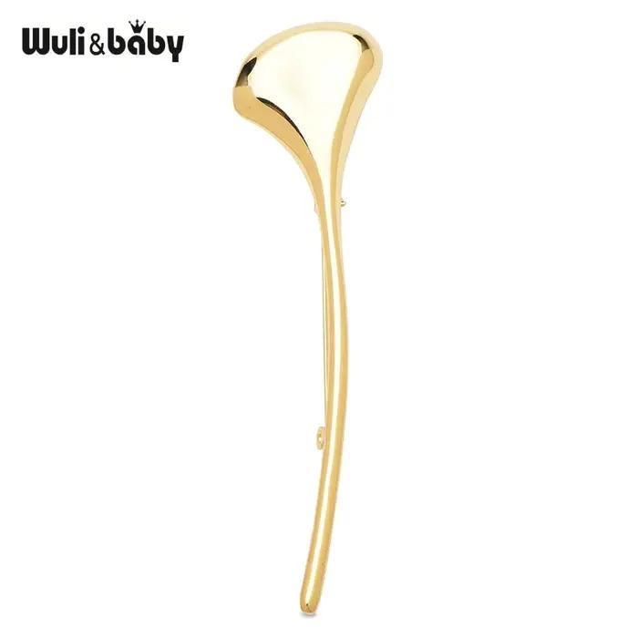 Wuli & baby – broches élégantes en forme de feuille de Ginkgo pour femmes, unisexe, 2 couleurs, en métal, plantes minimalistes, fête, bureau, cadeaux