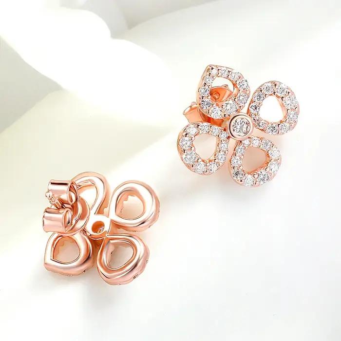 Boucles d'oreilles Smyoue Flower All Moissanite pour femmes