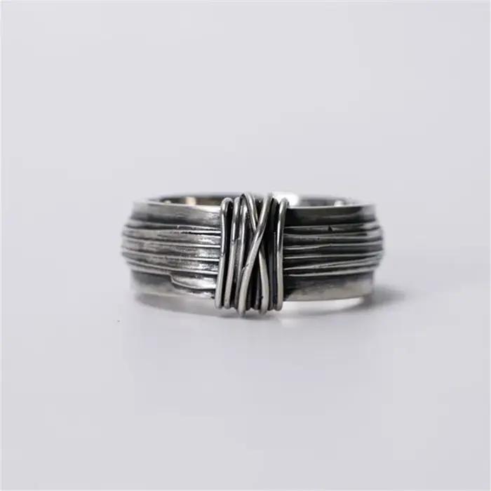 Bague Multi-Lignes Enveloppée Vintage Argent Sterling 925 Homme Occasions Spéciales Partie Cadeau Bague Van Cleef