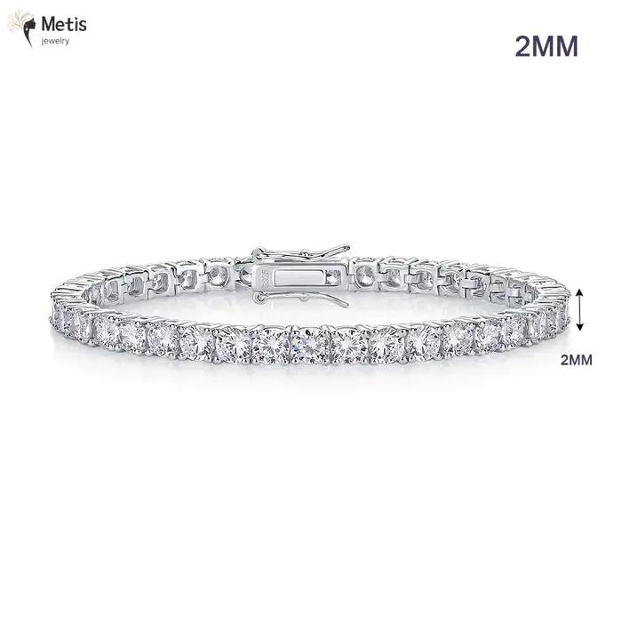 Bracelet de tennis délicat en Moissanite plaqué or 18 carats, argent sterling 925, couleur D, diaman