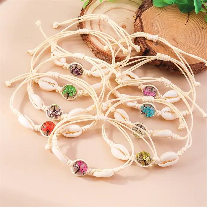 Bracelet de fleurs séchées en boule de verre pour femmes