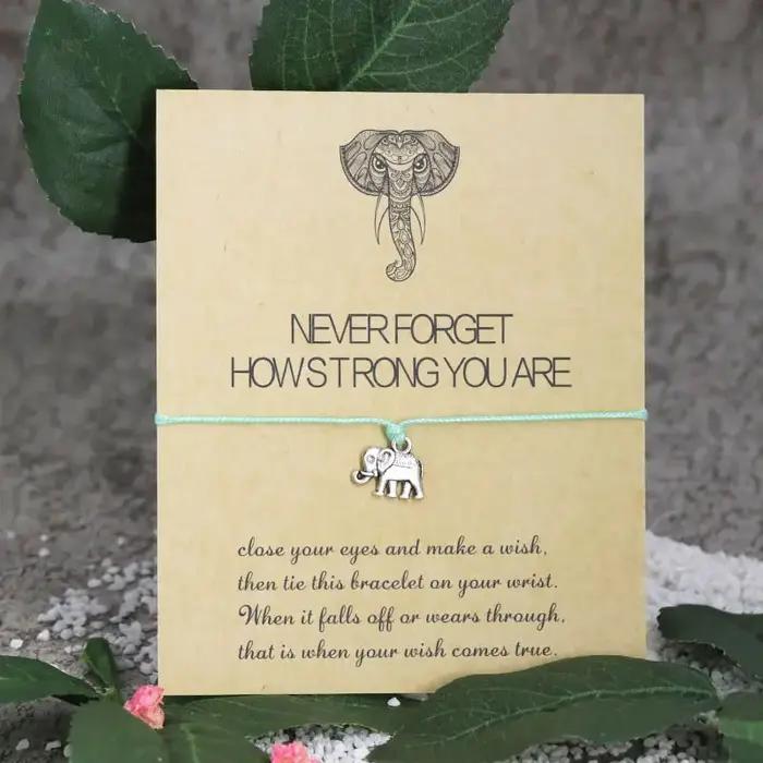 Bracelet de souhait d'éléphant vintage pour hommes et femmes