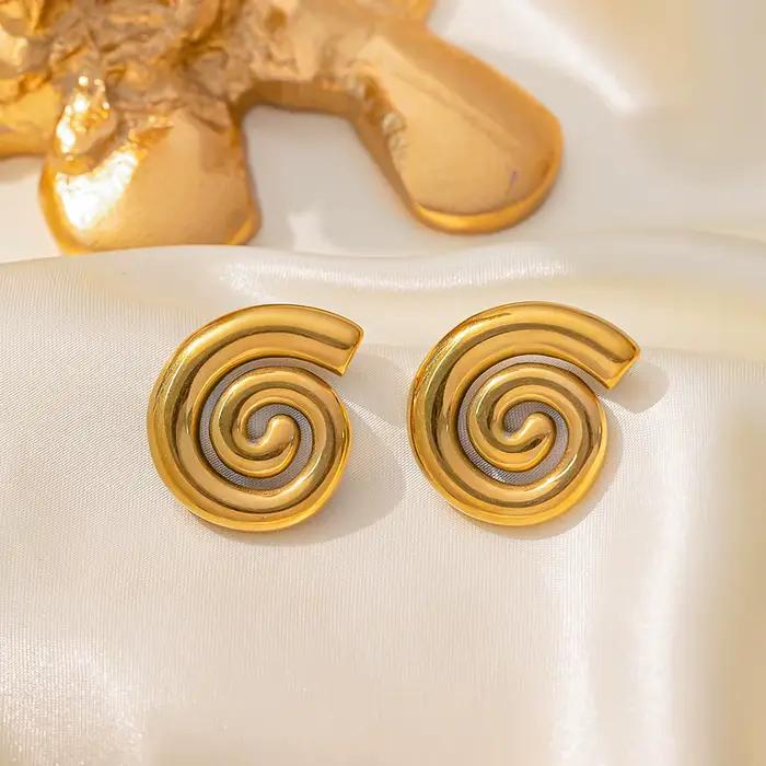 CARLIDANA luxe plaqué or 18 carats femmes bijoux de mode colliers en acier inoxydable spirale boucles d'oreilles pendentif collier