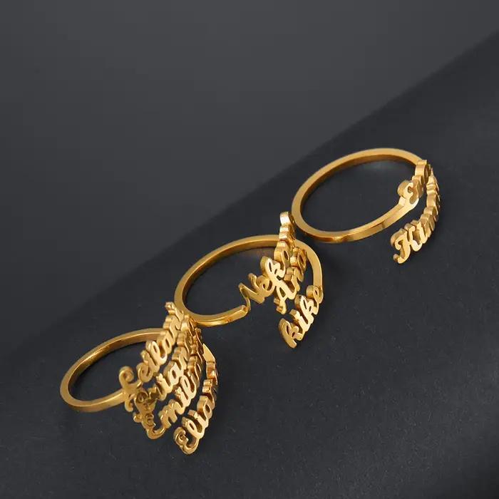 Bague Double nom personnalisée pour hommes et femmes