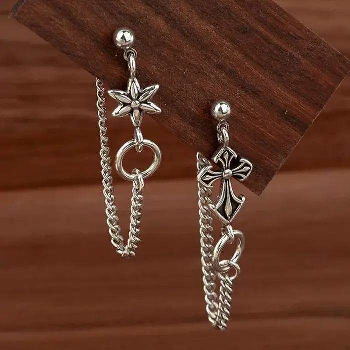 Boucles d'oreilles géométriques brillantes en argent Sterling 925 pour femmes